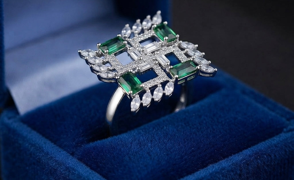 THE EMERALD GEOMETRIC MUSE RING