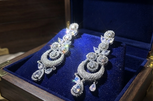 Aurelia Chandbali Style American Diamond Bridal Set
