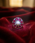 THE REGAL RUBY & PEARL SUNBURST RING