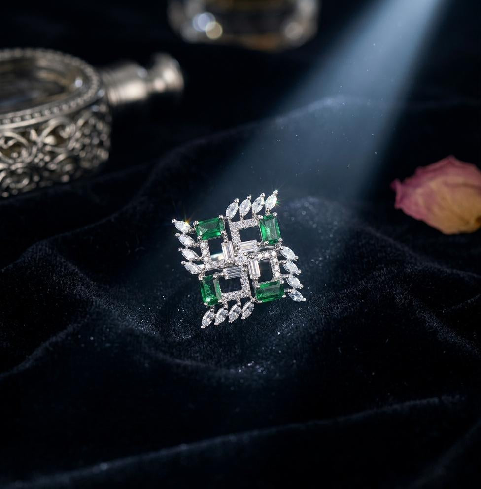 THE EMERALD GEOMETRIC MUSE RING