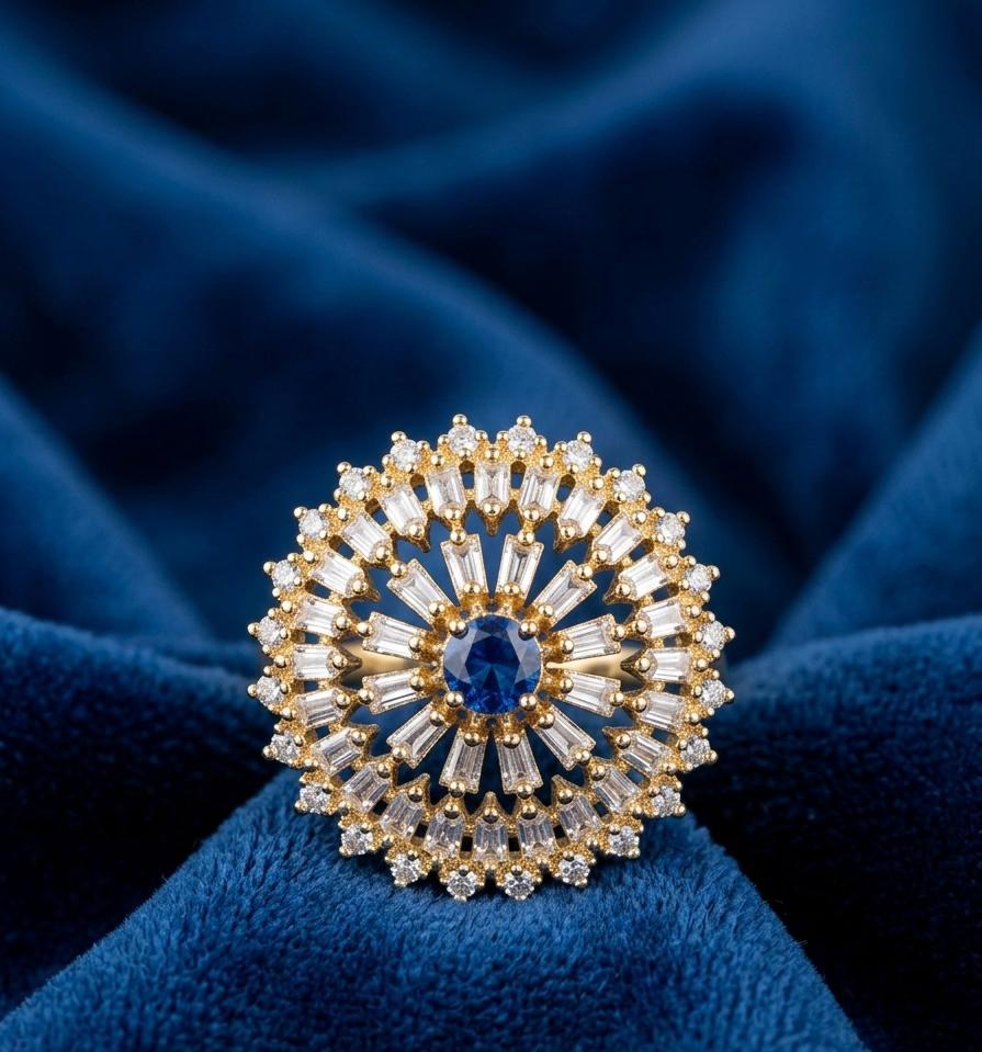 THE " SAPPHIRE SUNBURST" COCKTAIL RING