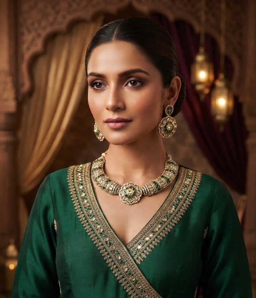 ROYAL EMERALD KUNDAN SET