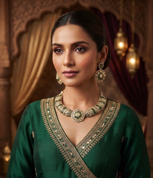 ROYAL EMERALD KUNDAN SET