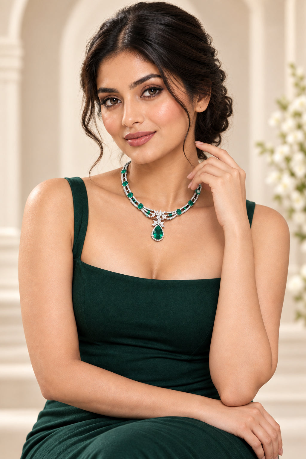THE EMERALD ENIGMA | AVANT - GARDE AD CHOKER & EARRING SET