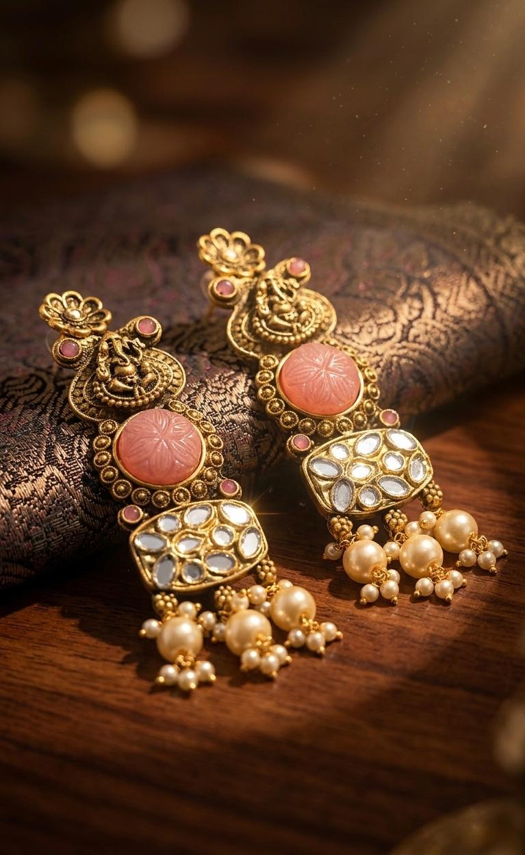 THE GAURI - PINK TEMPLE HERITAGE DROPS