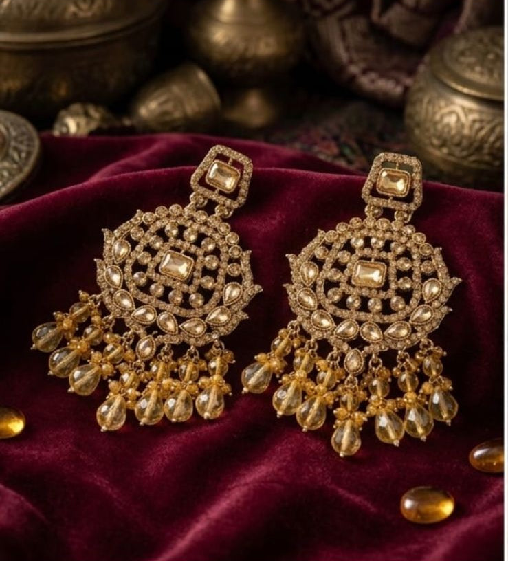 THE NOOR - E KHAAS POLKI CHANDELIER EARRINGS