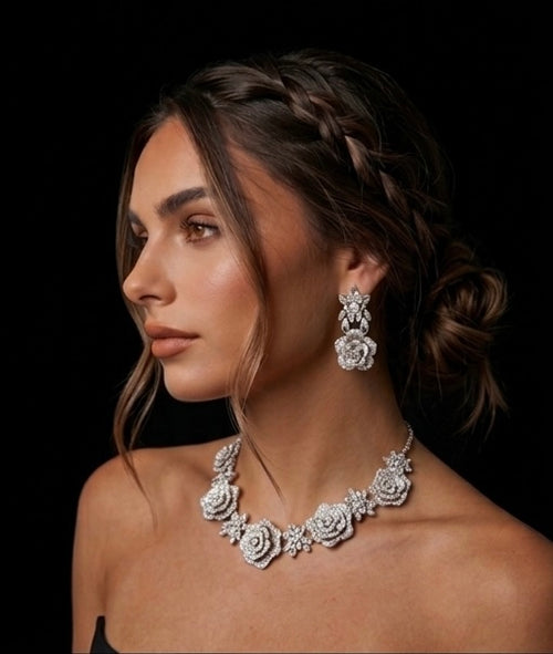 CRYSTAL ROSE FLORAL PARURE