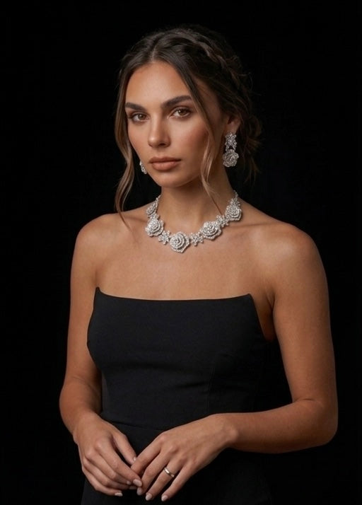 CRYSTAL ROSE FLORAL PARURE