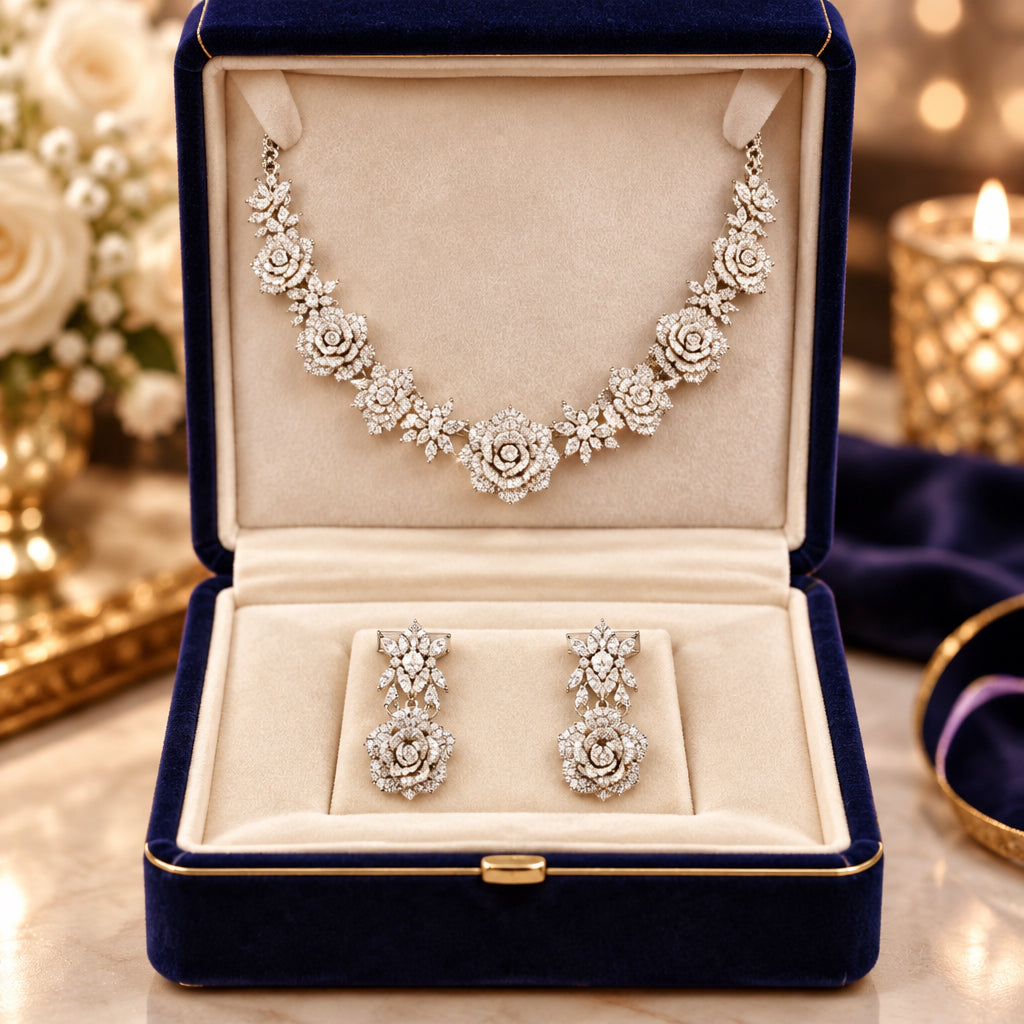 CRYSTAL ROSE FLORAL PARURE
