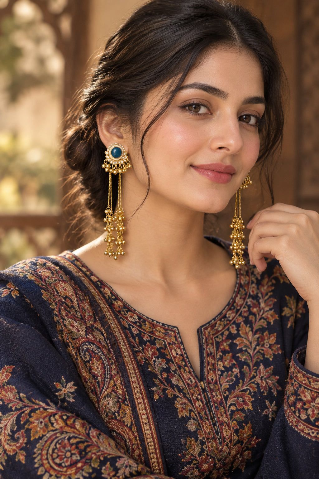 THE NEEL - AMBER KASHMIRI EARRINGS