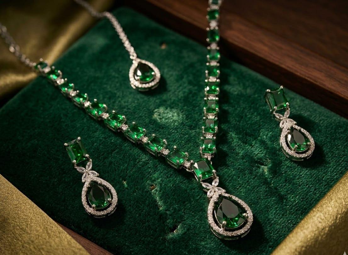 THE ROYAL HERITAGE | MARQUISE AD NECKLACE , EARRINGS & MAANG TIKKA SET