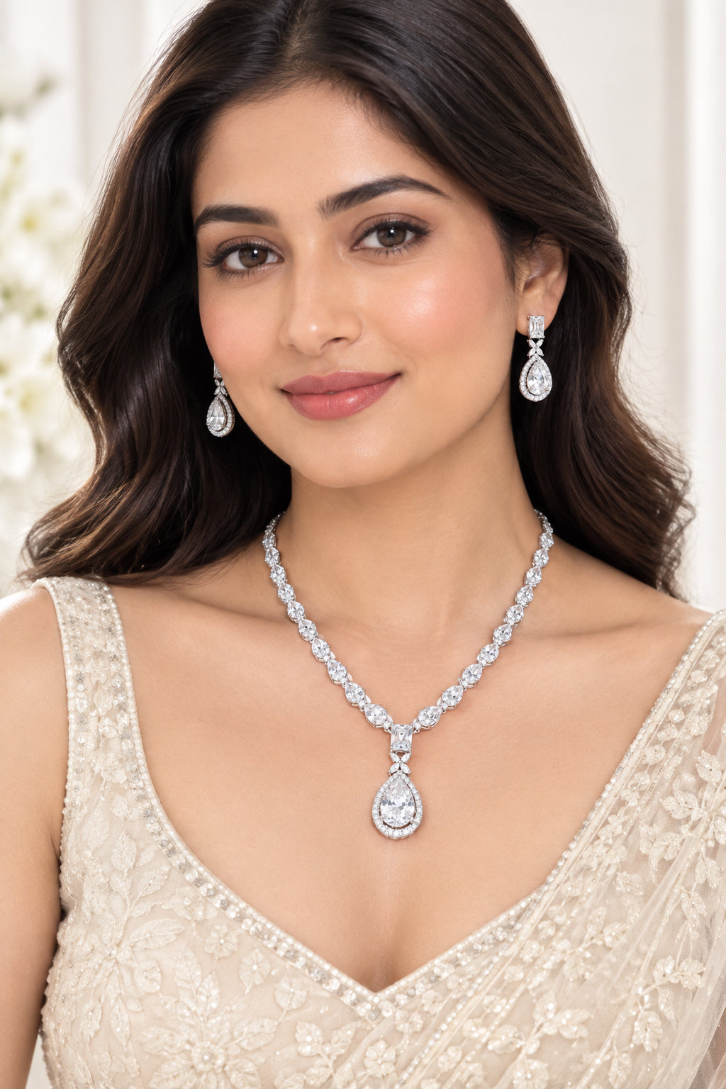 THE ROYAL HERITAGE | MARQUISE AD NECKLACE , EARRINGS & MAANG TIKKA SET