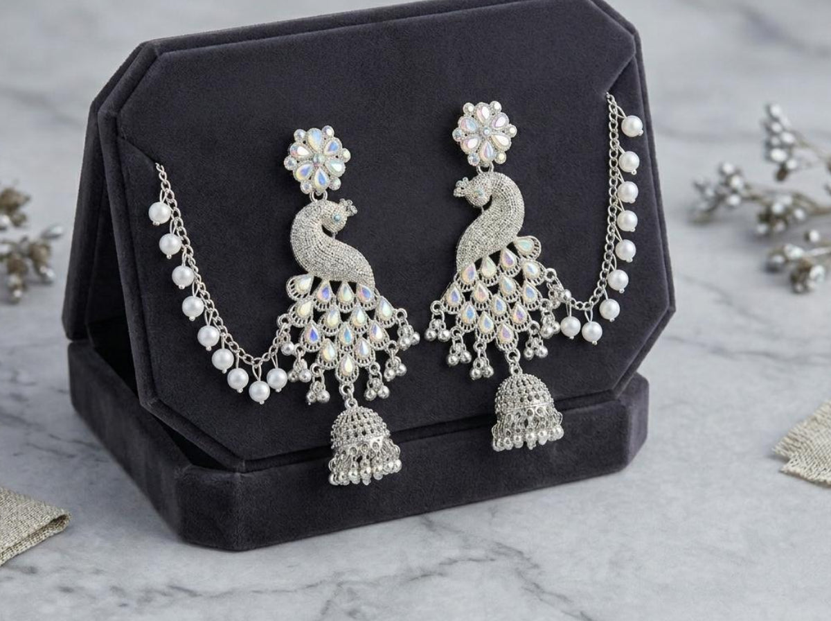 THE ROYAL PEACOCK | IRIDESCENT BAHUBALI JHUMKA SET